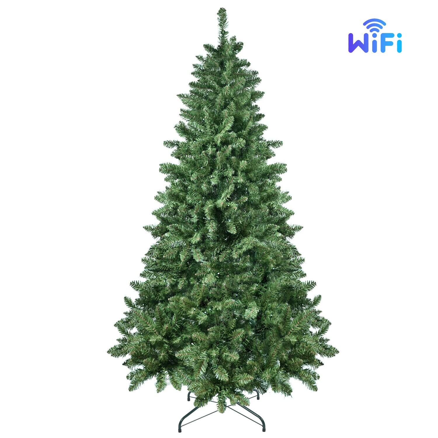 Alt View 7. BreeBe - 9ft Green Christmas Tree with 620 WiFi-Controlled RGB LED Lights - Green.