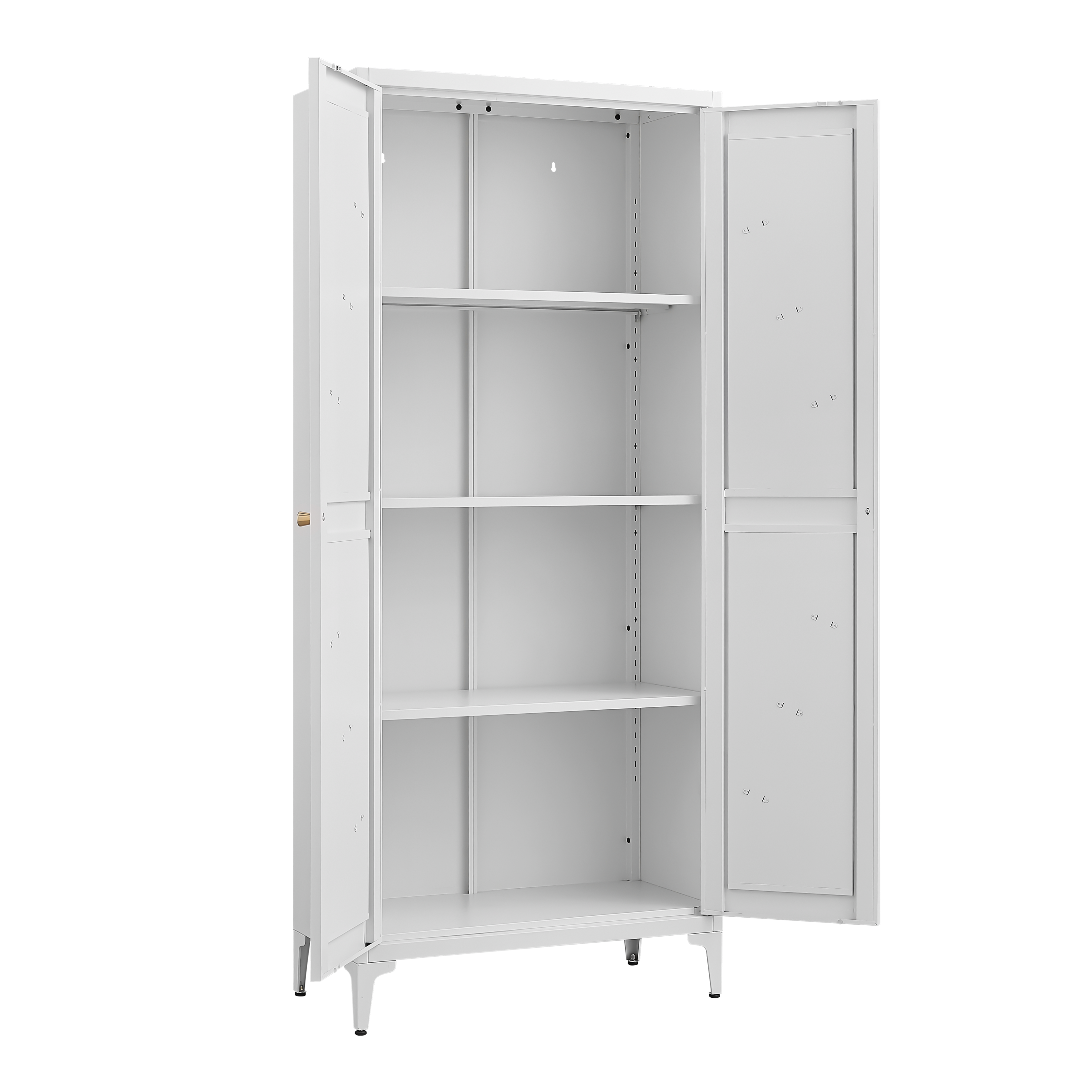 Alt View 7. GOODSILO - Adjustable Metal Storage Cabinet with Double Doors and Customizable Shelves for Kitchen Pantry Organization - White.