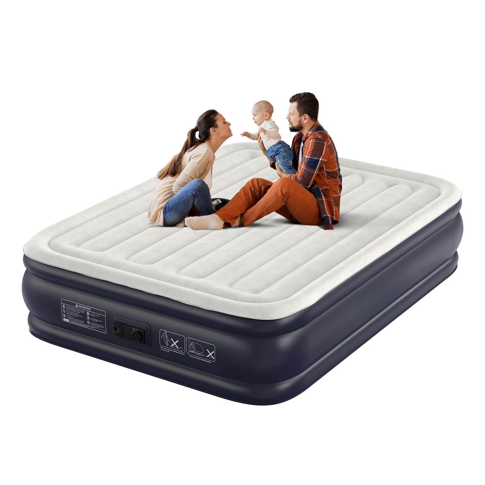 Jadie Link - Air Mattress With Built In Pump 18''inflatable Of Upgraded Vertical Beams Self Inflatable deflation Blow Up 3 Mins Flock - Queen 18 inch