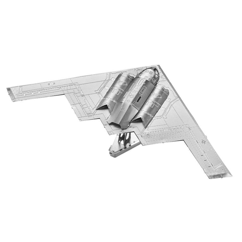 Left. Metal Earth - Model Kit Northrop Grumman B-2 Spirit Stealth Bomber Aircraft (Moderate Difficulty) Steel Model by Metal Earth - Silver.