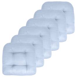 Sweet Home Collection - Patio Cushions Indoor/Outdoor Chair Pads Tufted 19" x 19", 6-Pack - Light Blue