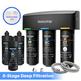Waterdrop - TSA-10 Under Sink Water Filter System Extra WD-2PPGC Water Filters - Black