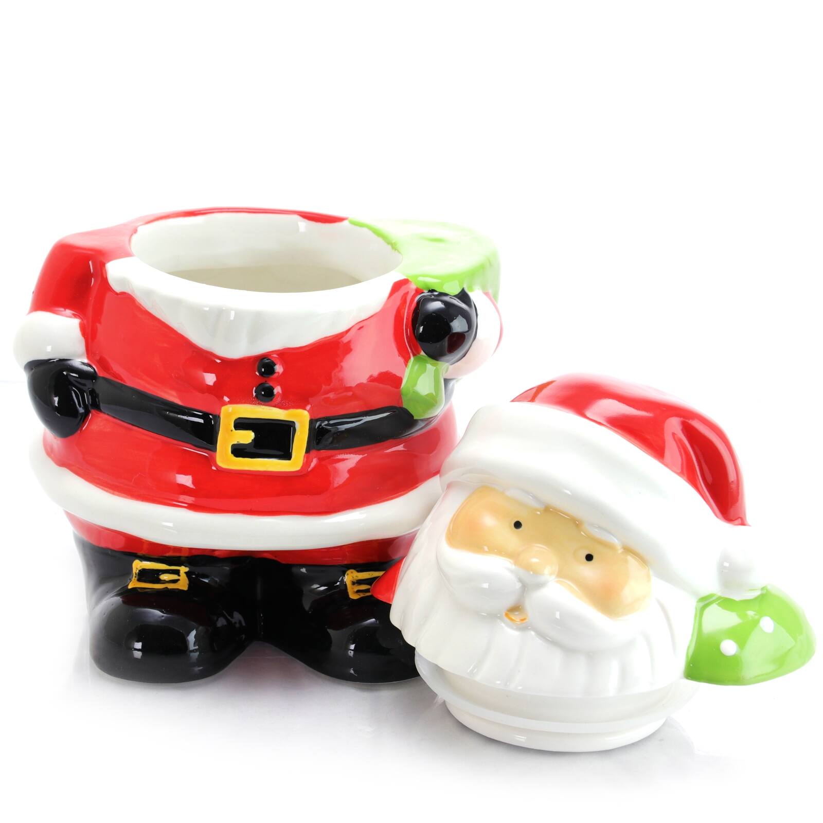 Alt View 1. Gibson - Jovial St. Nick 7.5 Inch Santa Holiday Cookie Jar - Multi.