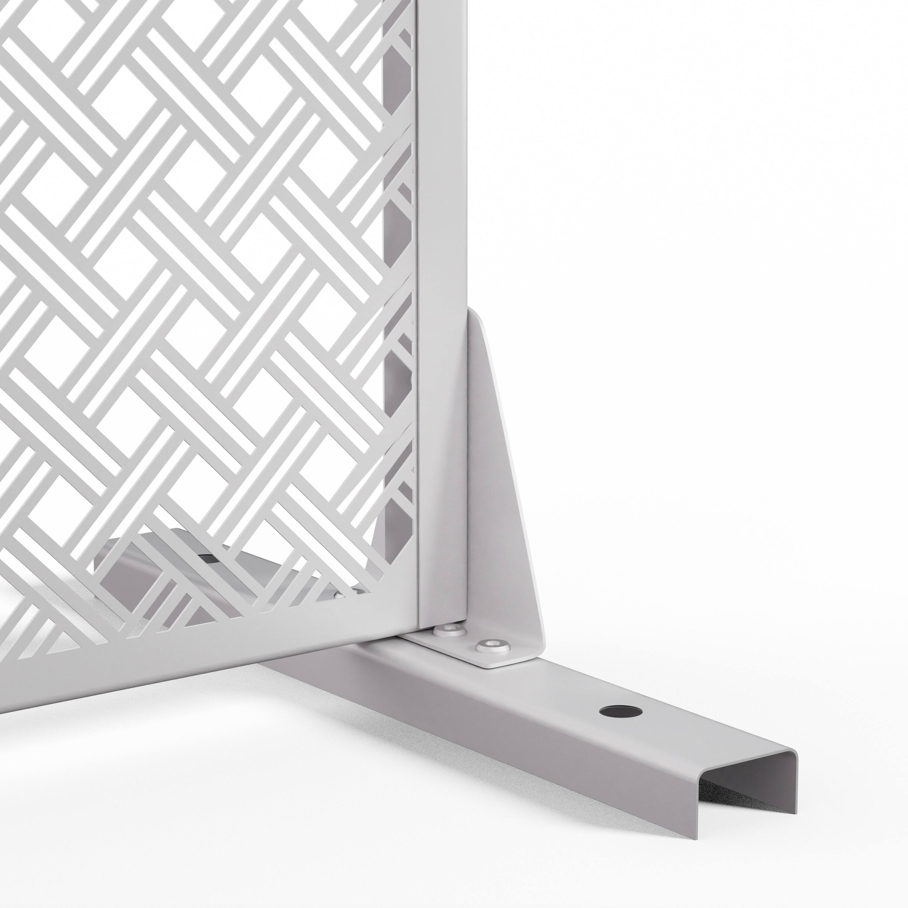 Alt View 2. PexFix - 72 in. x 35 in. Jason Pattern Metal Outdoor Privacy Screen & Panels, Freestanding Garden Divider Fence - White.