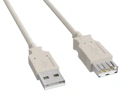 Front. Cable Leader - USB 2.0 Type A Male to Female Extension Cable, 480Mbps, Double-Shielded, Gold-Plated - White.