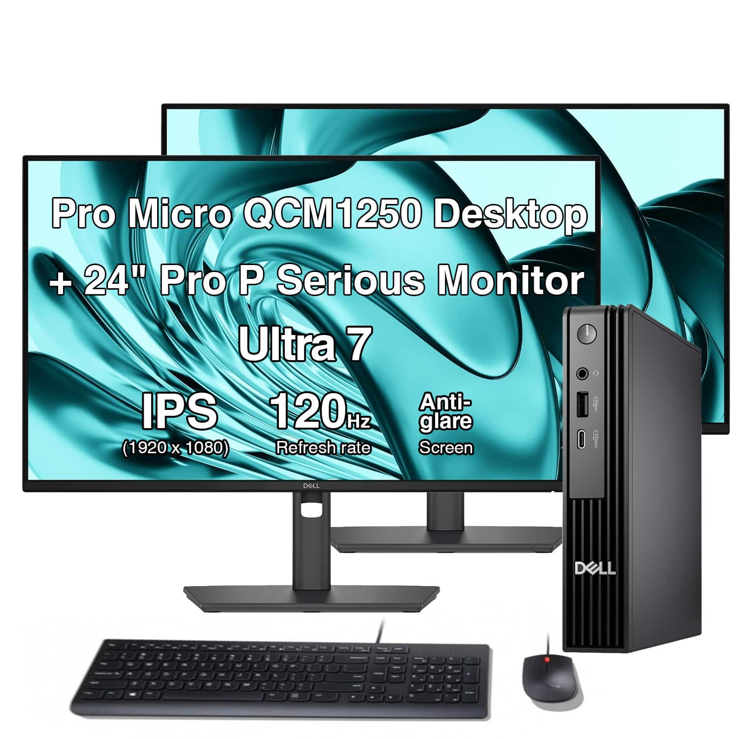 Dell - Pro Slim Plus QBS1250 Desktop (Ultra 7-265, 32GB, 512GB SSD, Intel Graphics, Win 11 Pro) With 24" monitor,2 Pack - Black