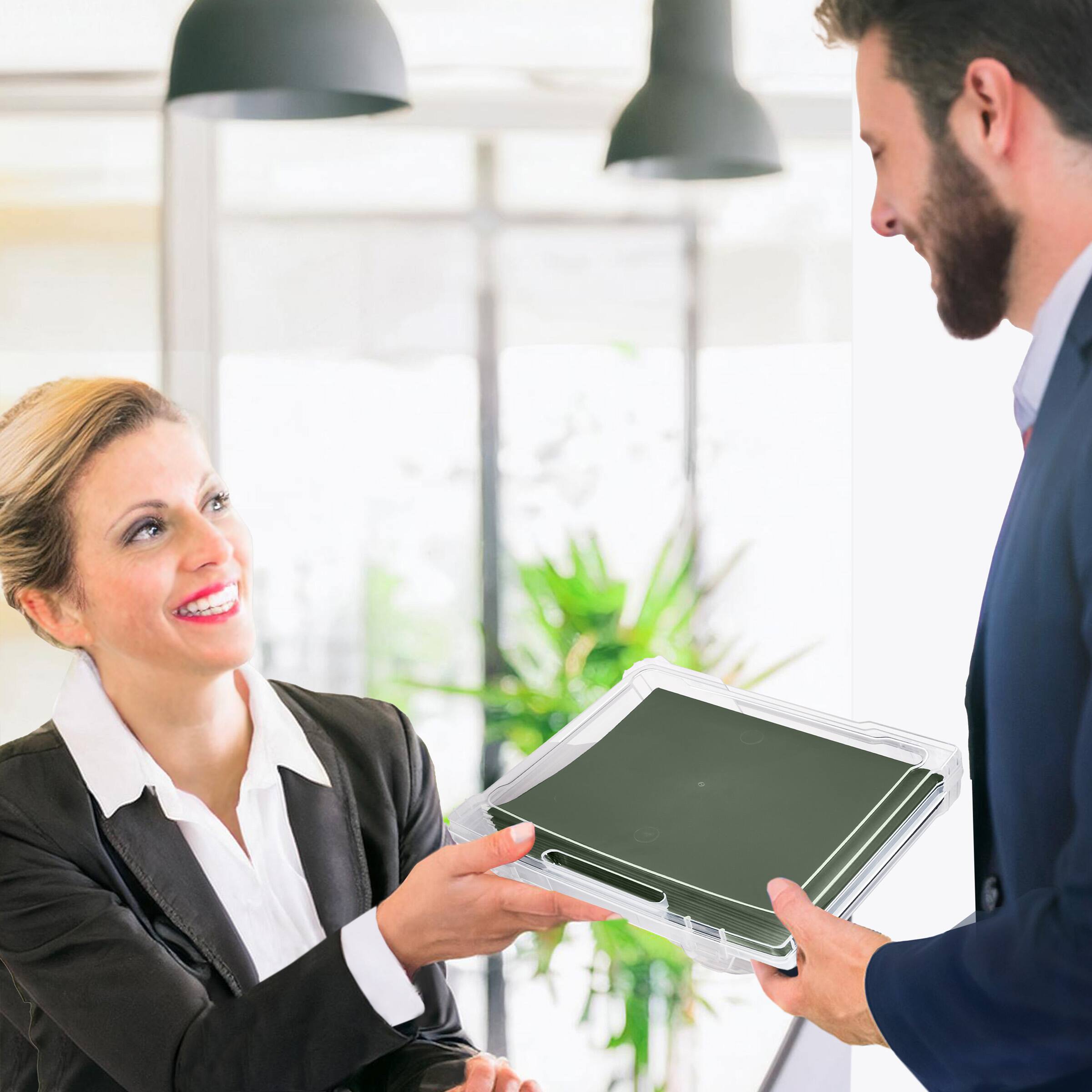 Alt View 1. Sorbus - Sorbus Set of 12 Thin Hanging File Organizer Bin, Interior 10"x12" Clear Plastic Stackable for Document Storage - Clear.