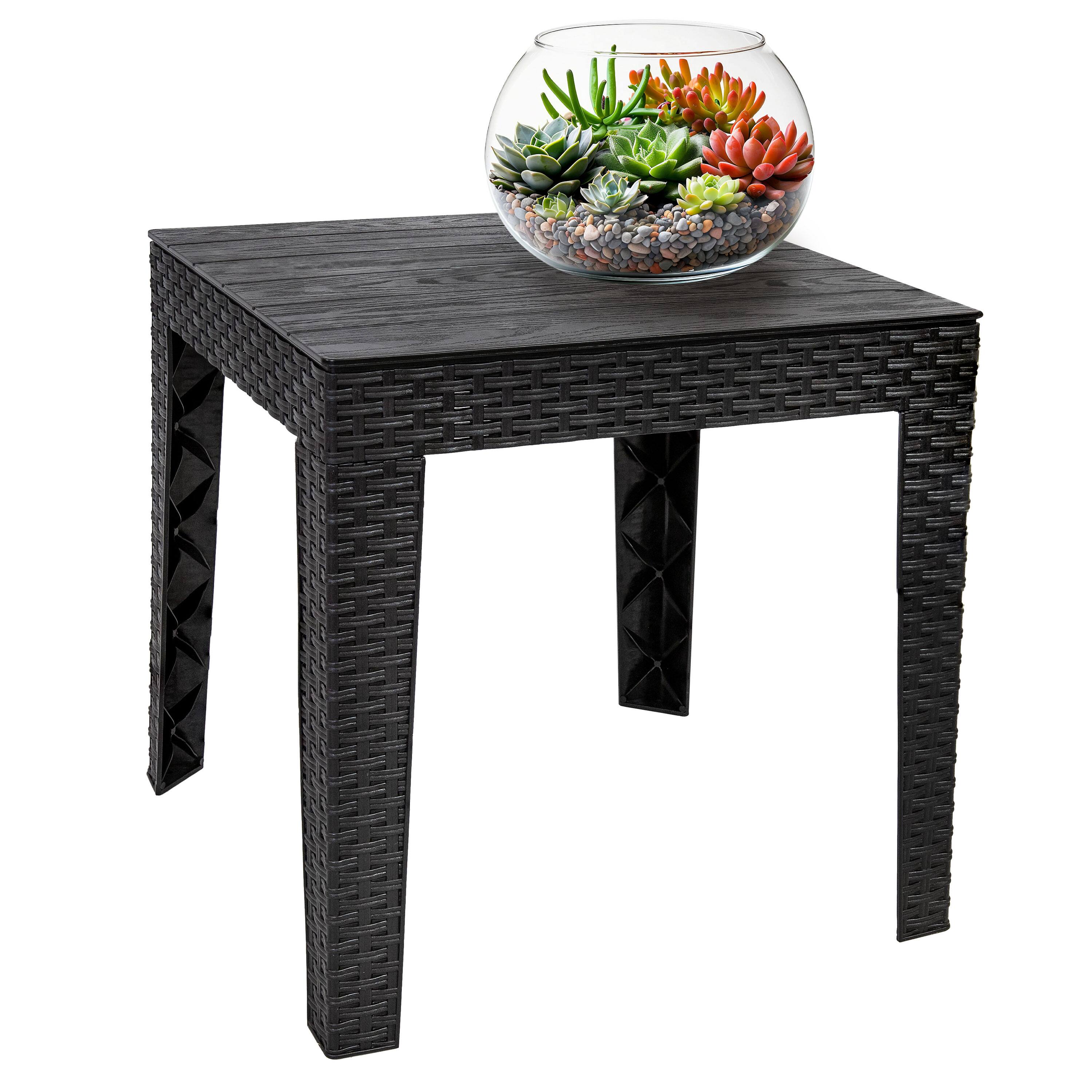 Alt View 10. Sunnydaze - 16.5" Square Weather-Resistant Outdoor End Table - Black.