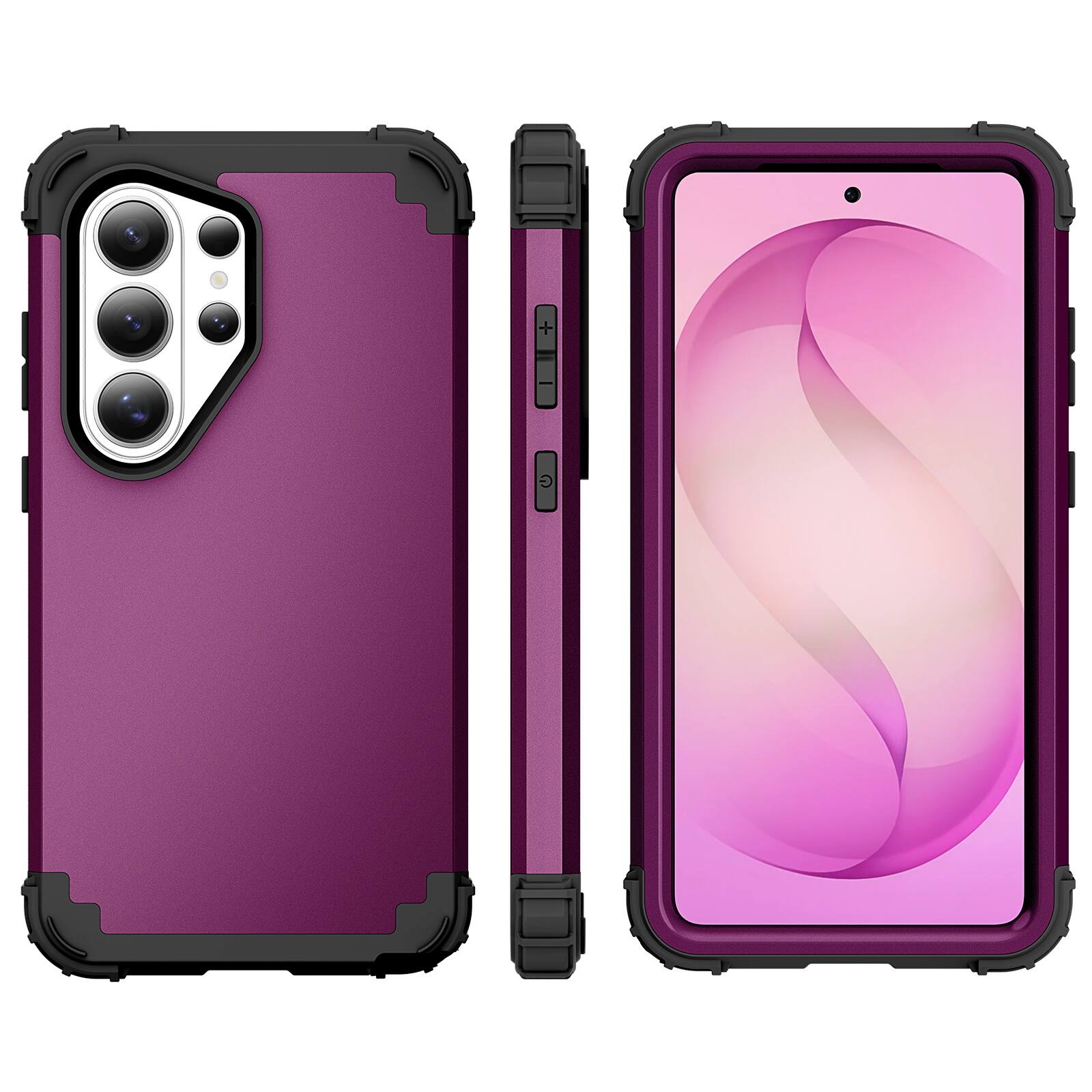 Angle. UUCOVER - Rugged Protective Case for Samsung Galaxy S26 Ultra, Shockproof Silicone+PC Case Heavy Duty Back Cover - Purple.