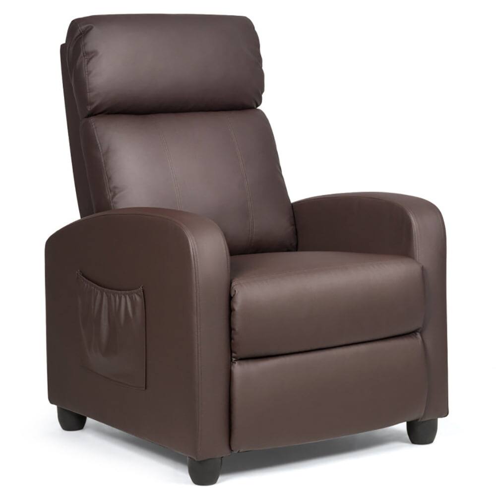 Front. Kadyn - Recliner Chair, Reclining Chair,Lounge Chair,Recliner Sofa Wingback Chair with Massage Function-Brown - Brown.