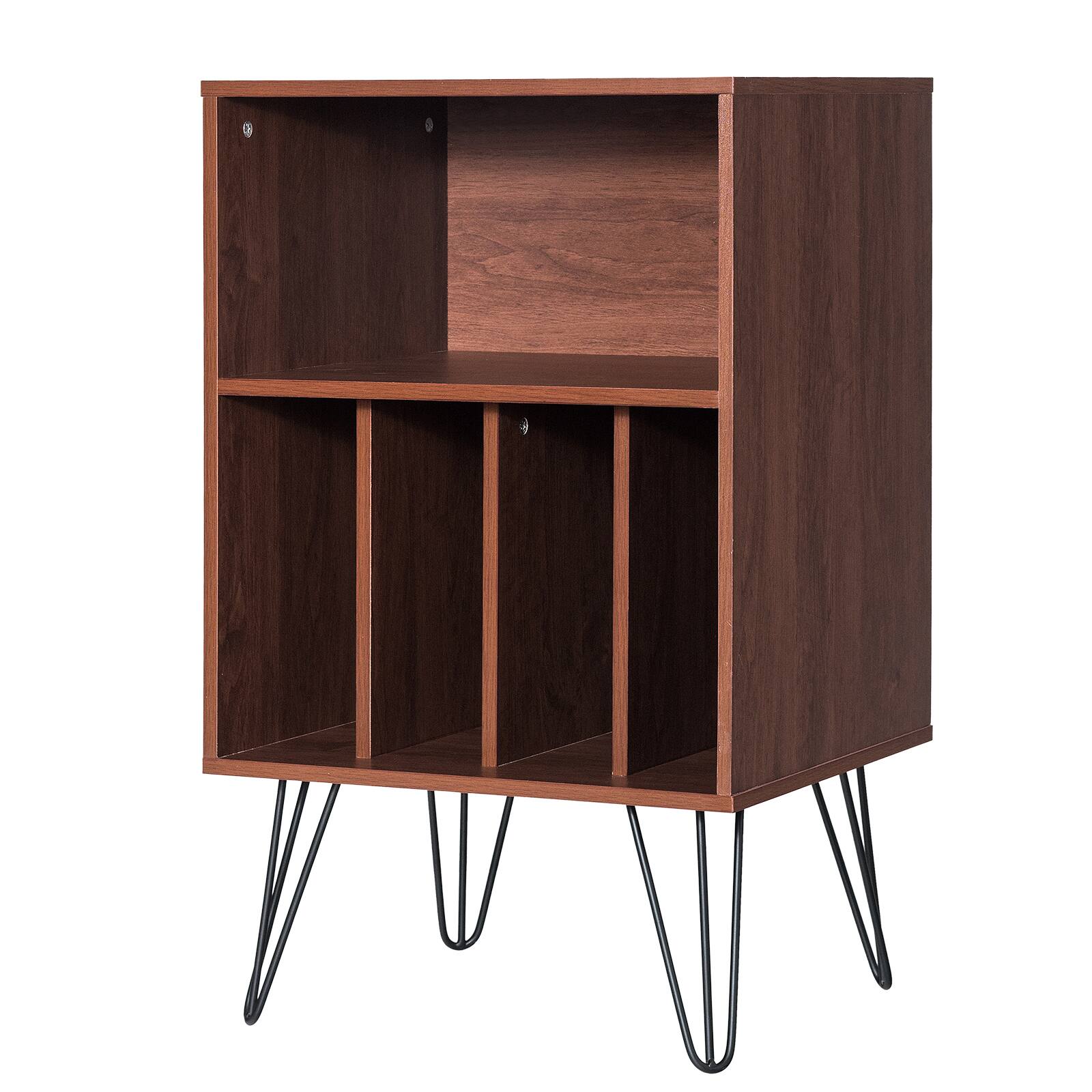 Front. Costway - Costway File Cabinet W/Split Storage Space Saving Standing Display Bookshelf Metal Legs - Brown.