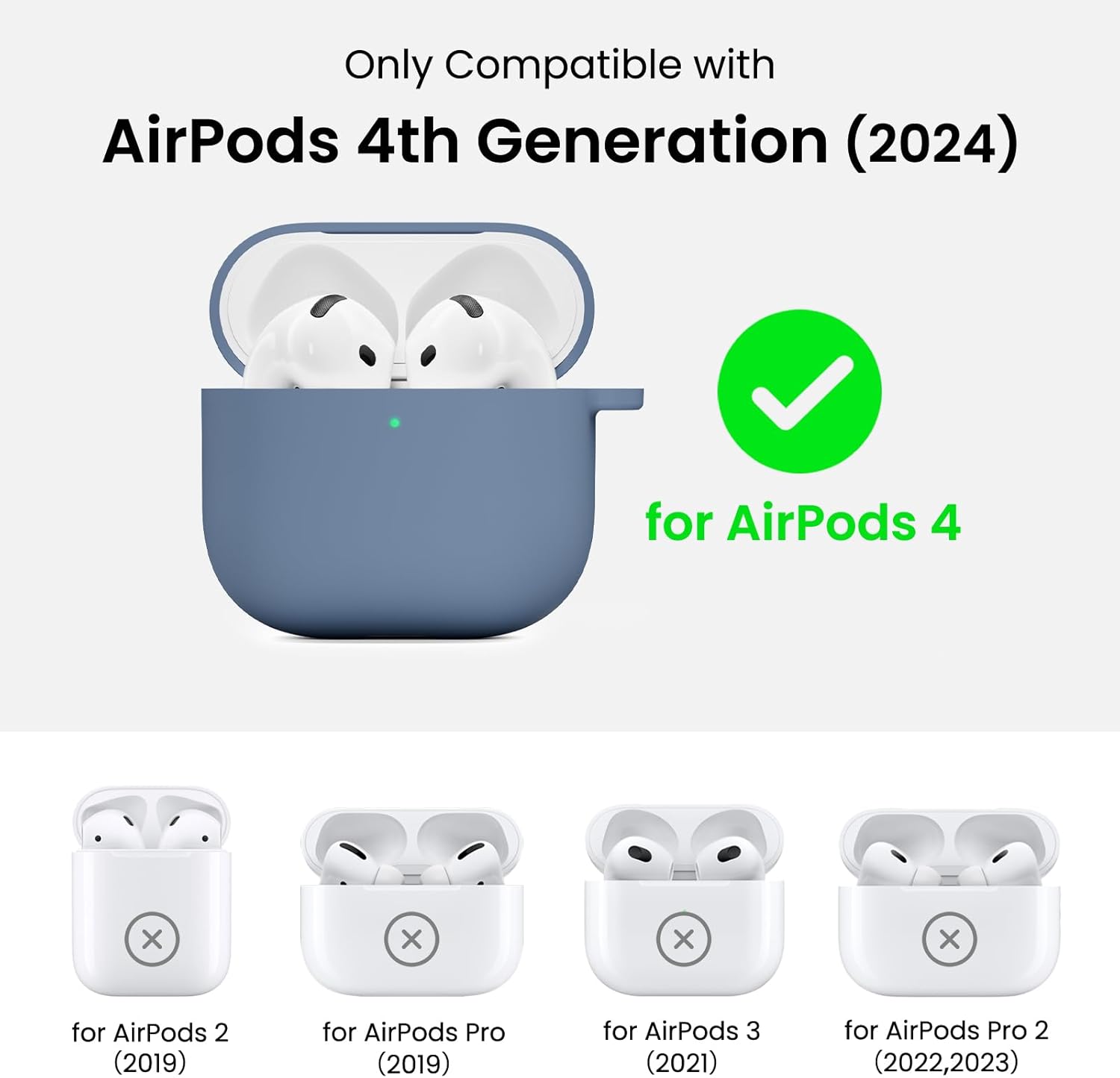 Only Compatible with AirPods 4th Generation (2024) for AirPods 4 for AirPods 2 (2019) for AirPods Pro (2019) for AirPods 3 (2021) for AirPods Pro 2 (2022,2023)