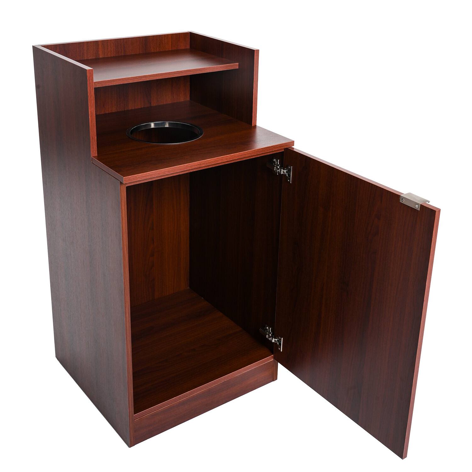 Back. Alpine Industries - 32 Gallon Wood Food Tray Top Trash Enclosure with Drop Hole - Mahogany.