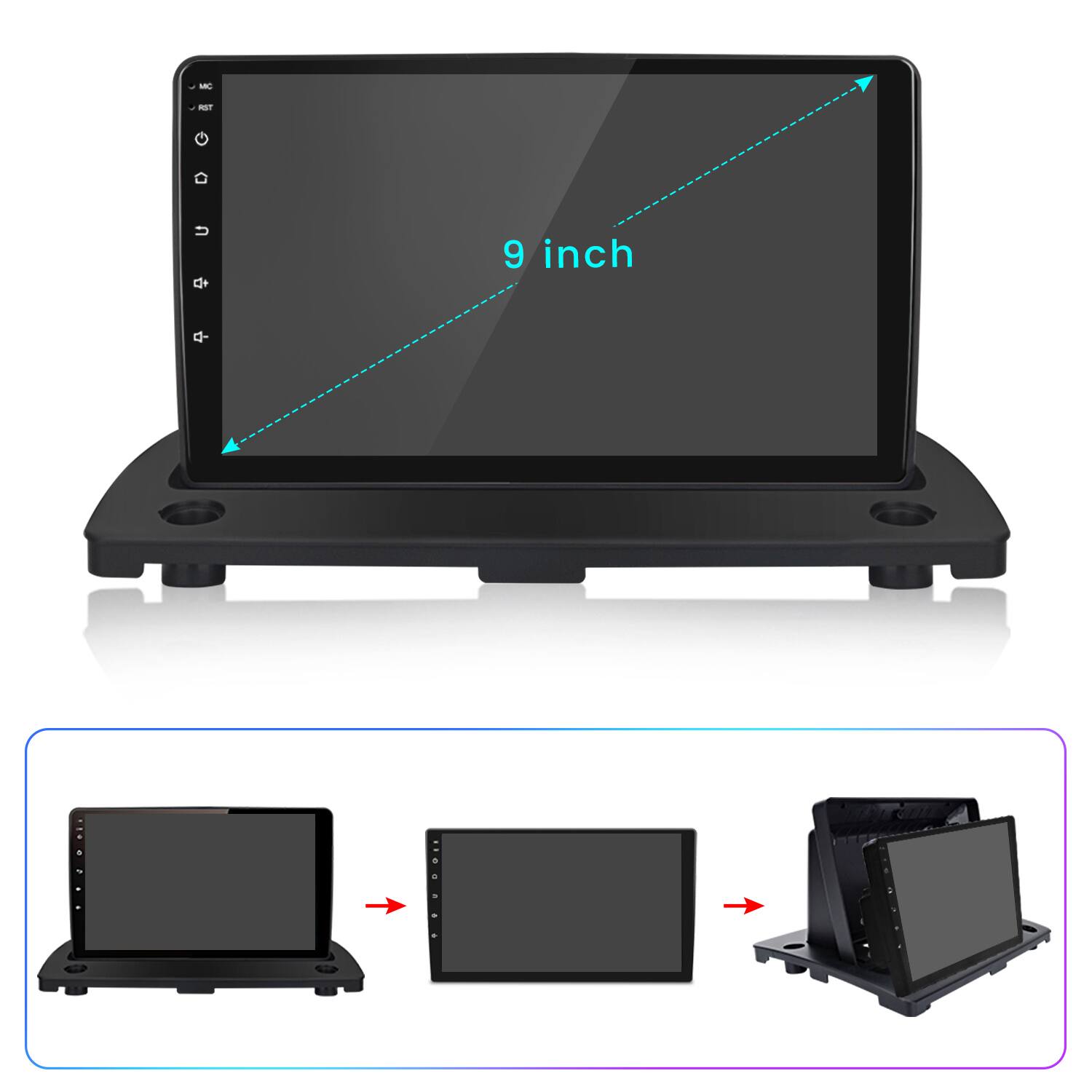 Back. Junsun - For Volvo XC90 2004-2014 9" 2+64GB Android 14 carplay Car Stereo Radio GPS Navi WIFI RDS DSP Bluetooth FM - Black.