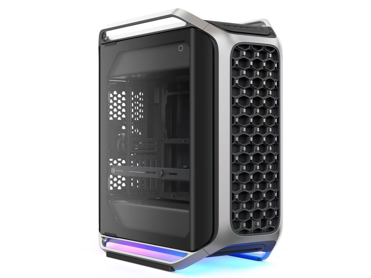 Front. Cooler Master - Cooler Master Cosmos Alpha Full Tower - Curved Aluminum, 200mm Fans, 400mm GPU, ARGB Underglow - Black.