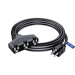 Maximm - Extension Cord 10 ft, SJTW Extension Cord with Multiple Outlets, 16 Gauge ETL Listed - Black and White