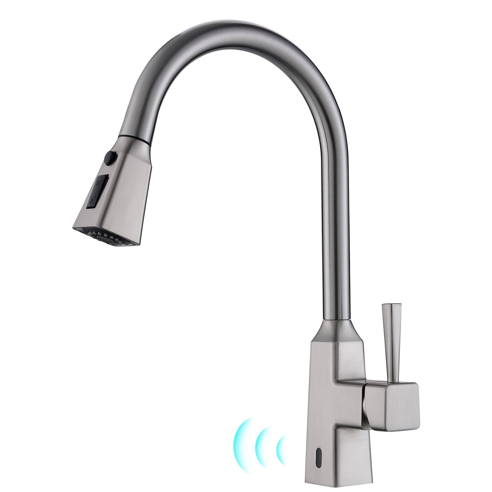 Front. Siljoy - Touchless Kitchen Faucet,Hands Free Automatic Smart Kitchen Faucet - Brushed Nickel.