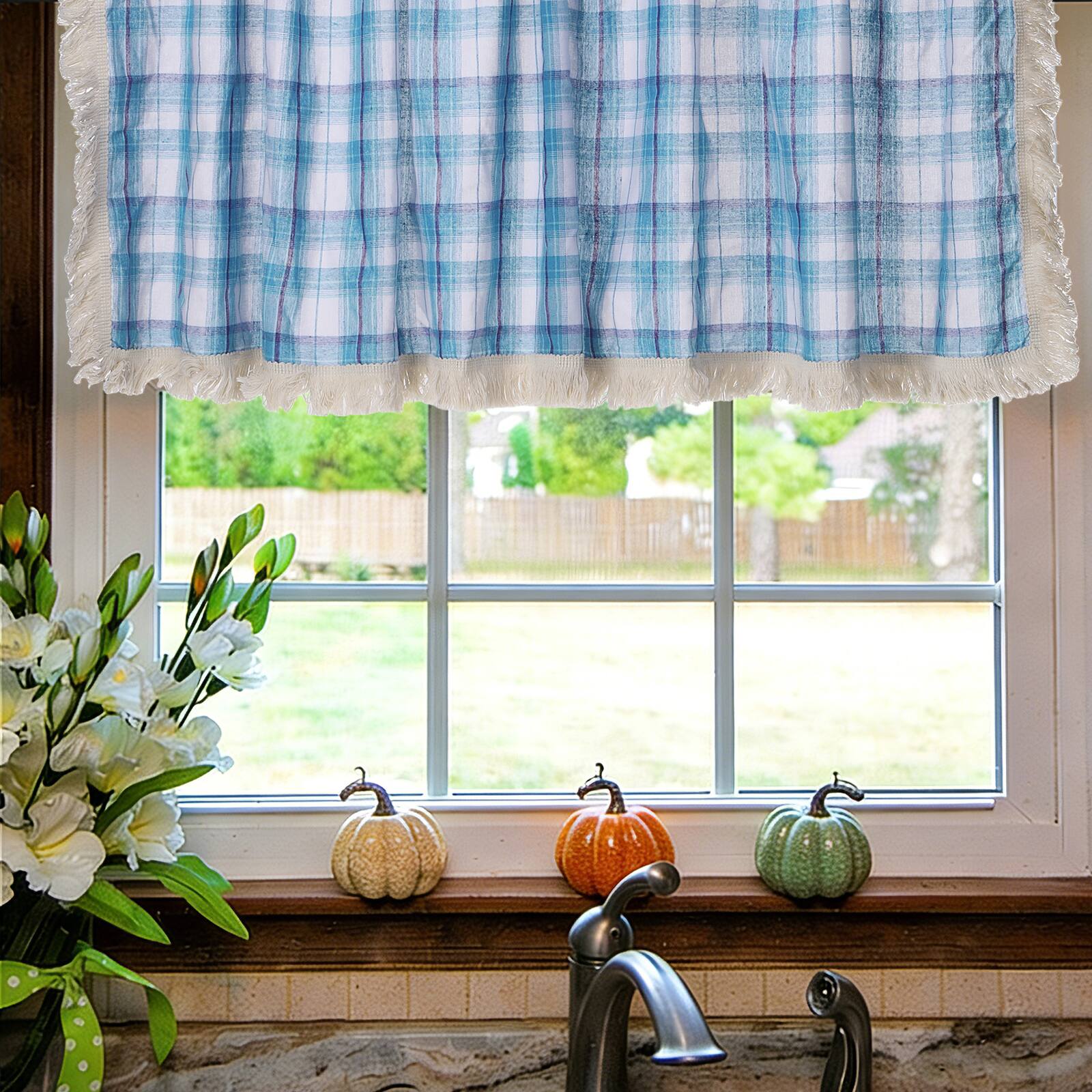 Alt View 4. Unique Bargains - Curtain Valances, 18"x59" Semi Sheer Rod Pocket for Small Windows Living/Bed/Bath/Kitchen, Set of 1 Panel - Light Green.