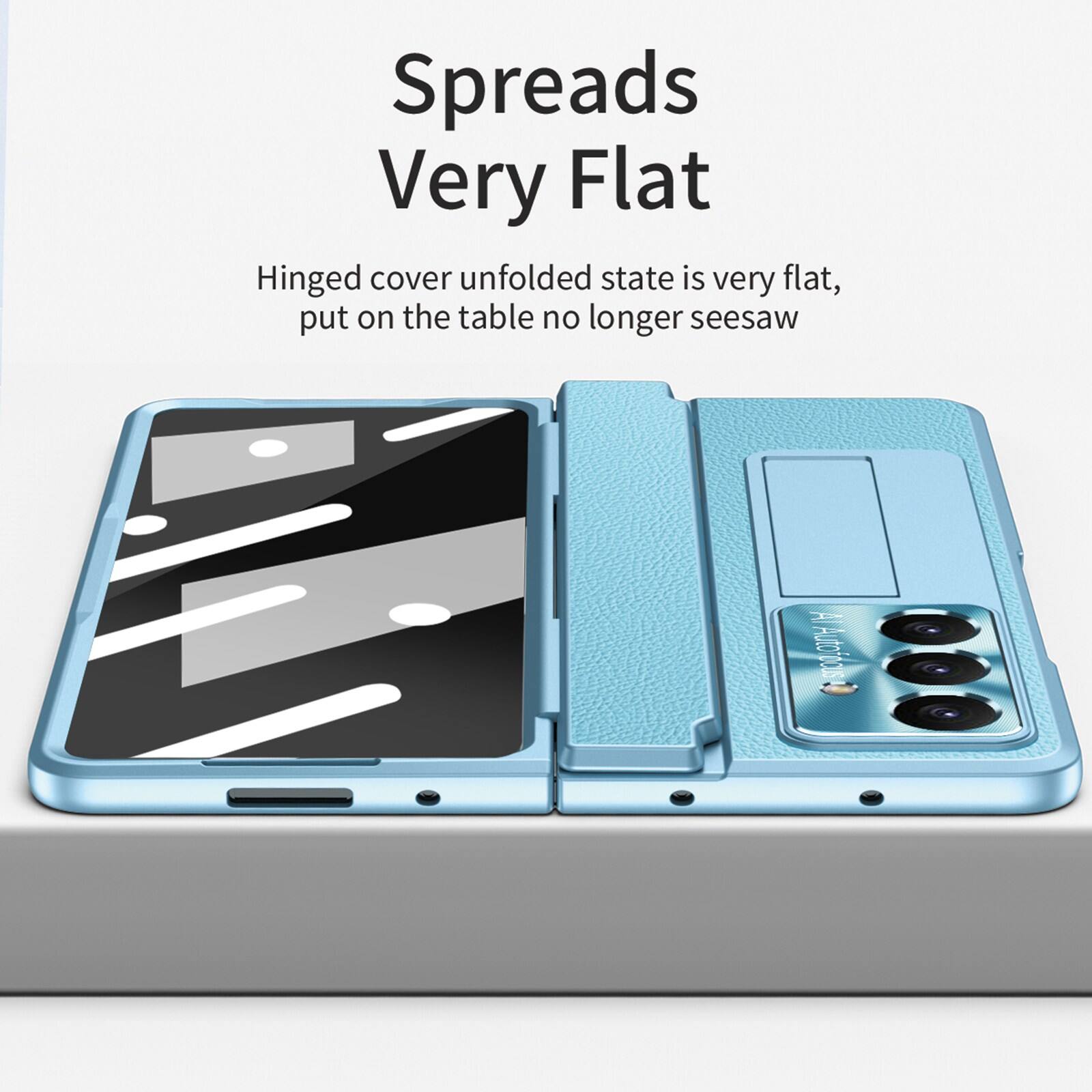 Spreads Very Flat

Hinged cover unfolded state is very flat, put on the table no longer seesaw