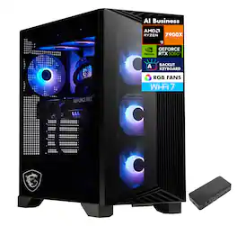 MSI - Aegis ZS2 Desktop PC (AMD Ryzen 9 7900X, 64GB DDR5, 4TB PCIe SSD, GeForce RTX 5060 Ti, Win 11 Pro) - Black