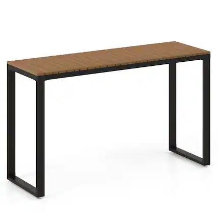 Front. Costway - Costway Outdoor Console Table with Metal Frame Foot Pads Buffet Bar Storage Organizer - Brown.