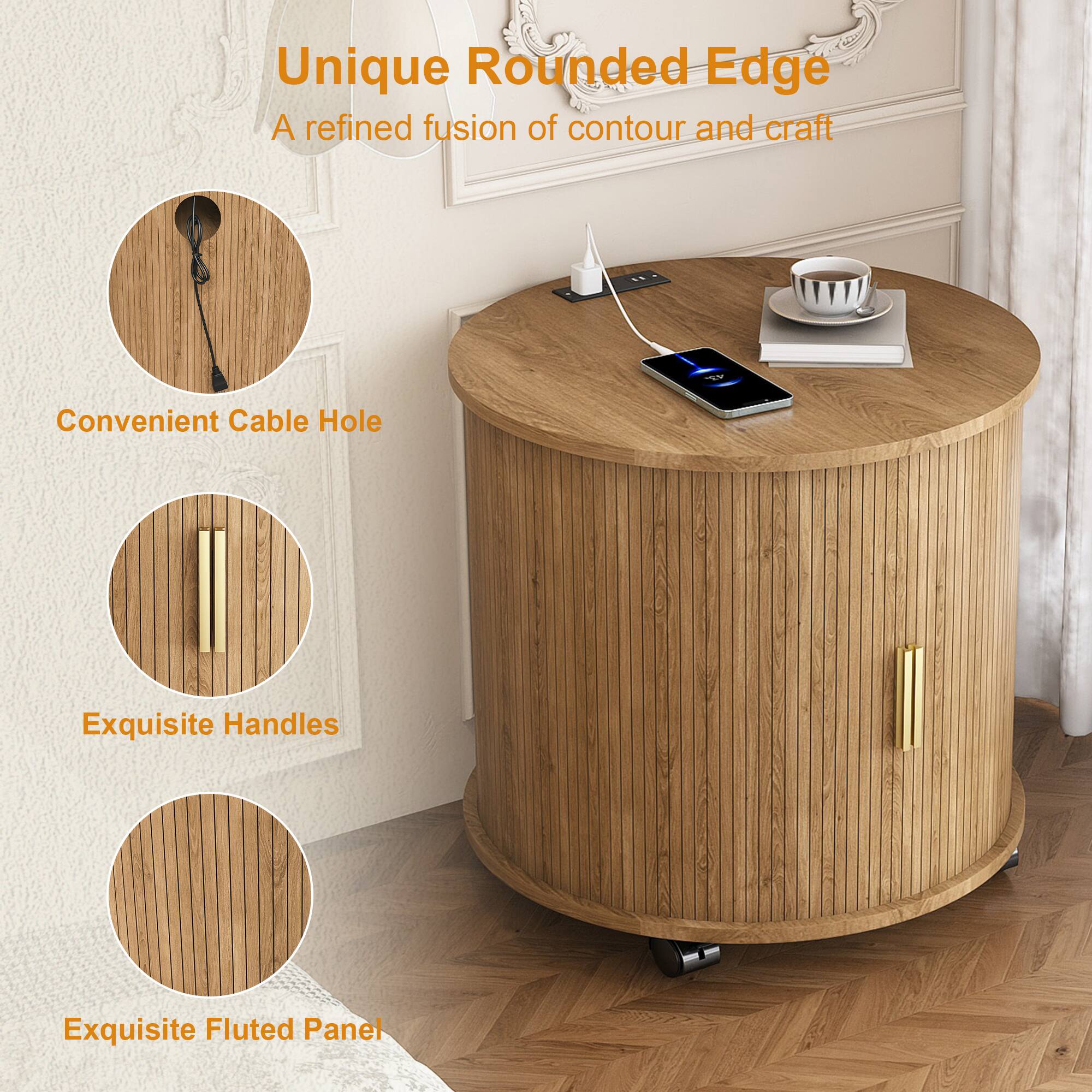 Unique Rounded Edge  
A refined fusion of contour and craft  

Convenient Cable Hole  

Exquisite Handles  

Exquisite Fluted Panel