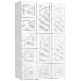Homcom - Portable Wardrobe Closet: Folding w/8 Cubes+2 Hanging Rods - White