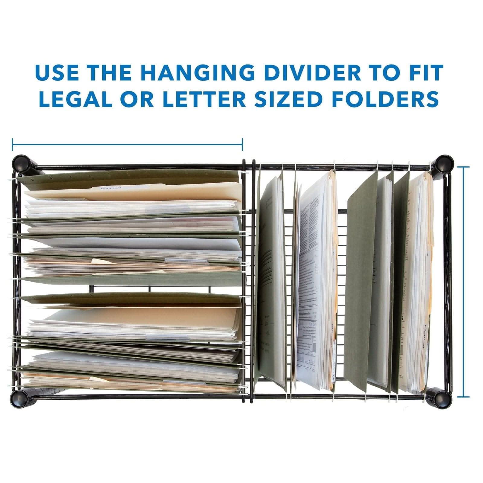 USE THE HANGING DIVIDER TO FIT LEGAL OR LETTER SIZED FOLDERS