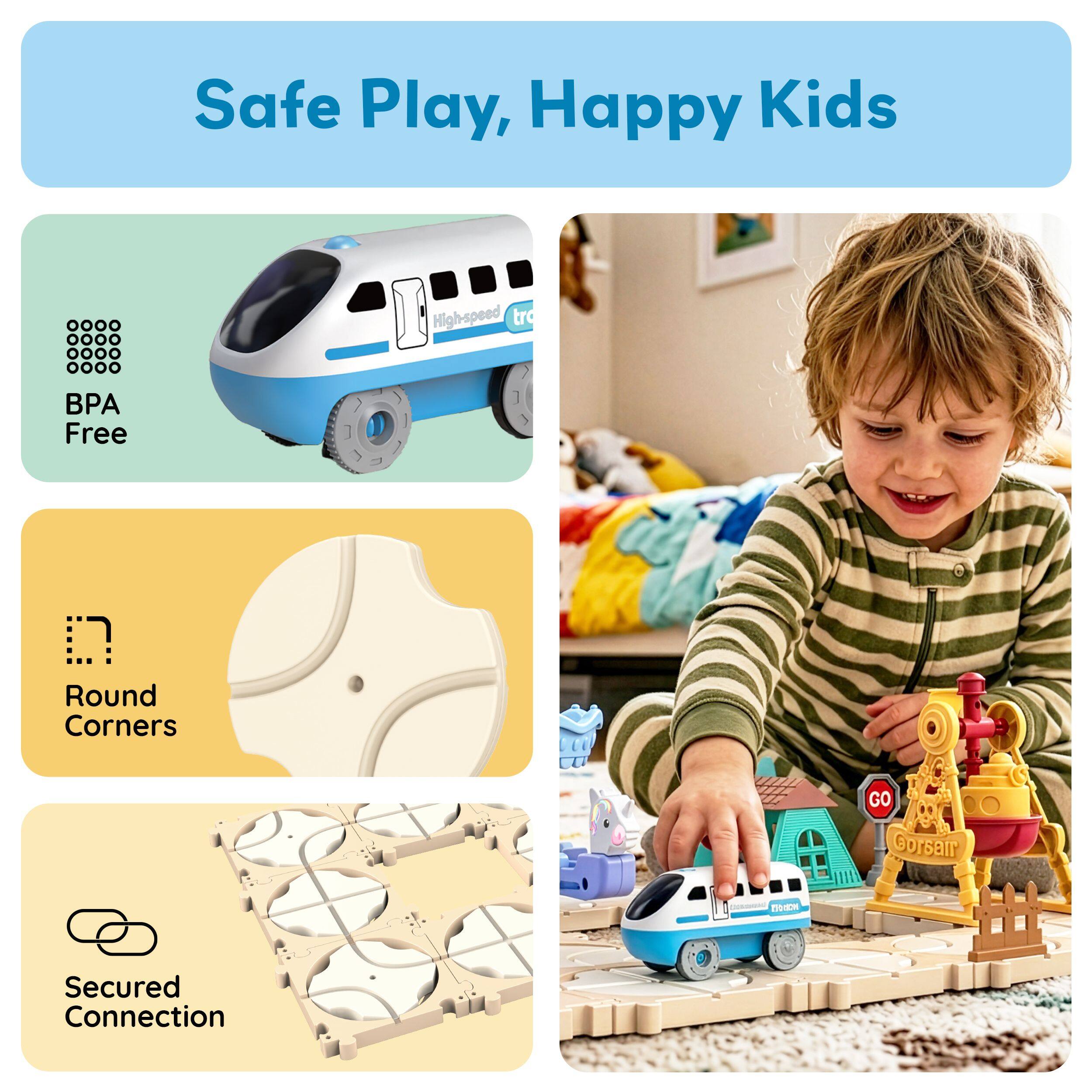 Safe Play, Happy Kids

- BPA Free
- Round Corners
- Secured Connection