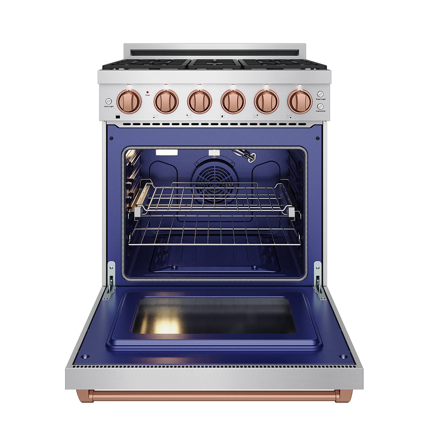 Alt View 5. Thor Kitchen - Gordon Ramsay Series by Thor Kitchen 4.55 Cu. Ft Freestanding Gas Range with Rose Gold Hardware - Stainless Steel.