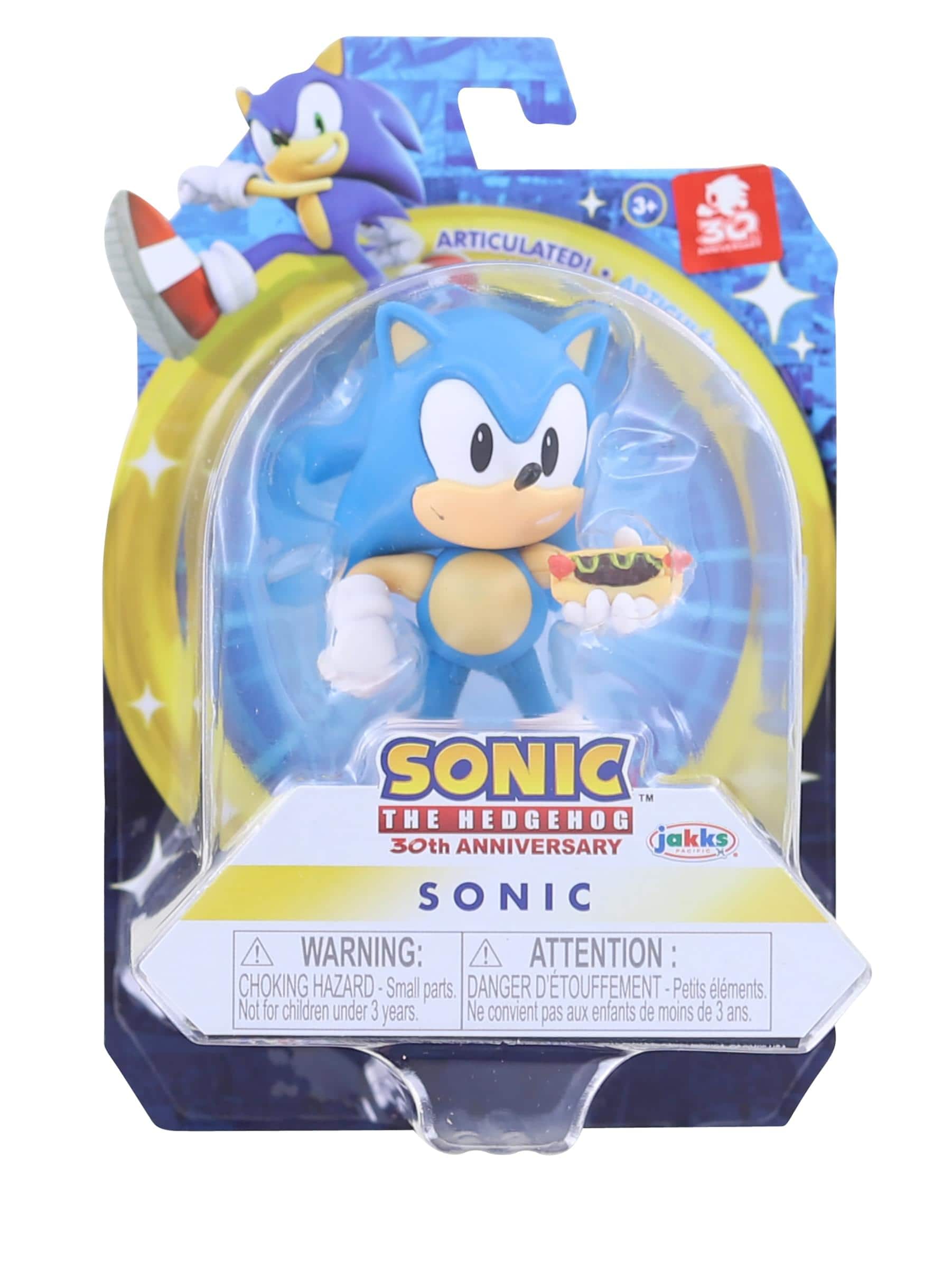 Jakks Pacific - Sonic the Hedgehog 2.5 Inch Figure | Classic Sonic w/ Hot Dog - Blue