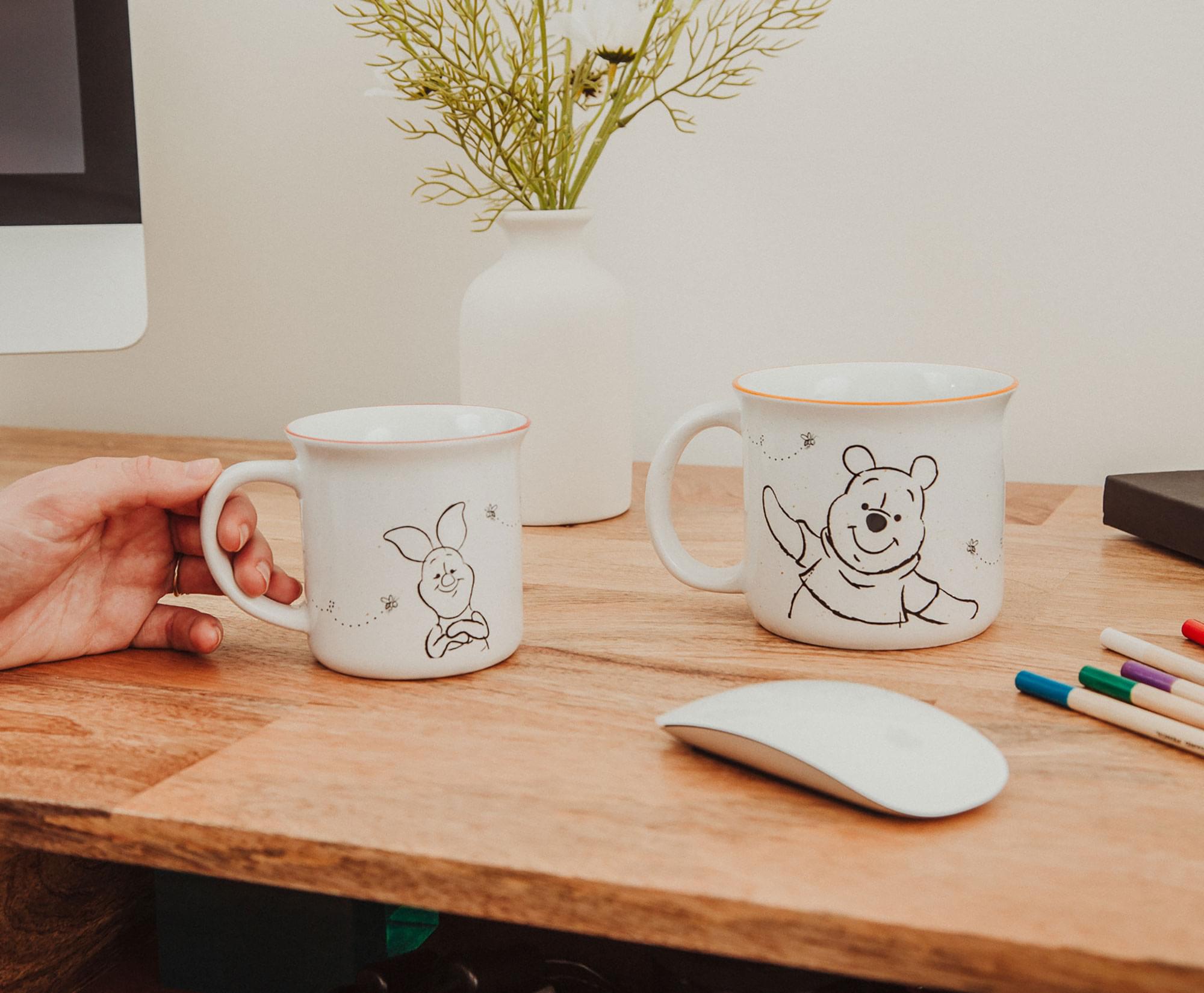 Alt View 4. Disney - Disney Winnie the Pooh and Piglet Ceramic Camper Mugs | Set of 2 - White.