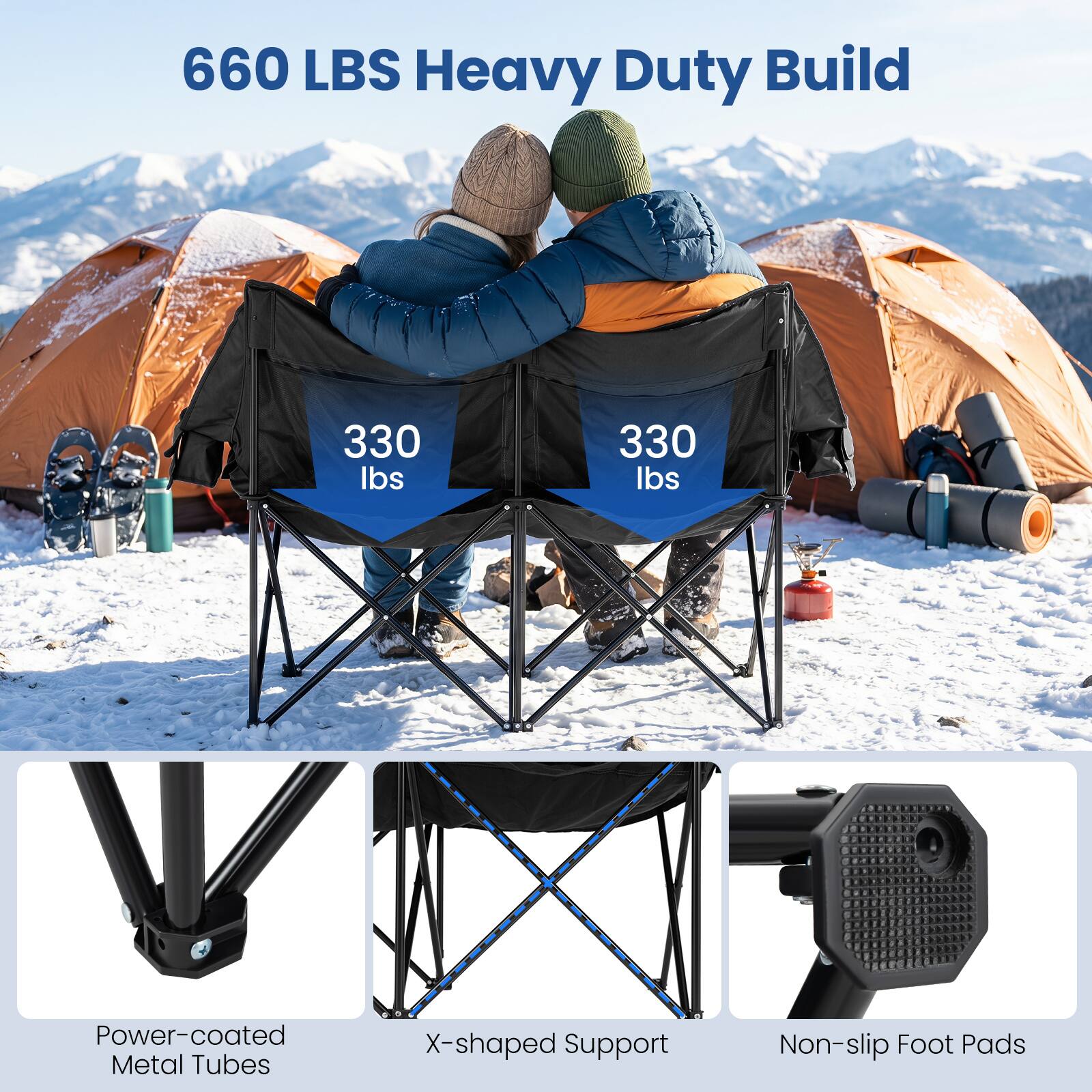 660 LBS Heavy Duty Build

330 lbs
330 lbs

Power-coated Metal Tubes
X-shaped Support
Non-slip Foot Pads