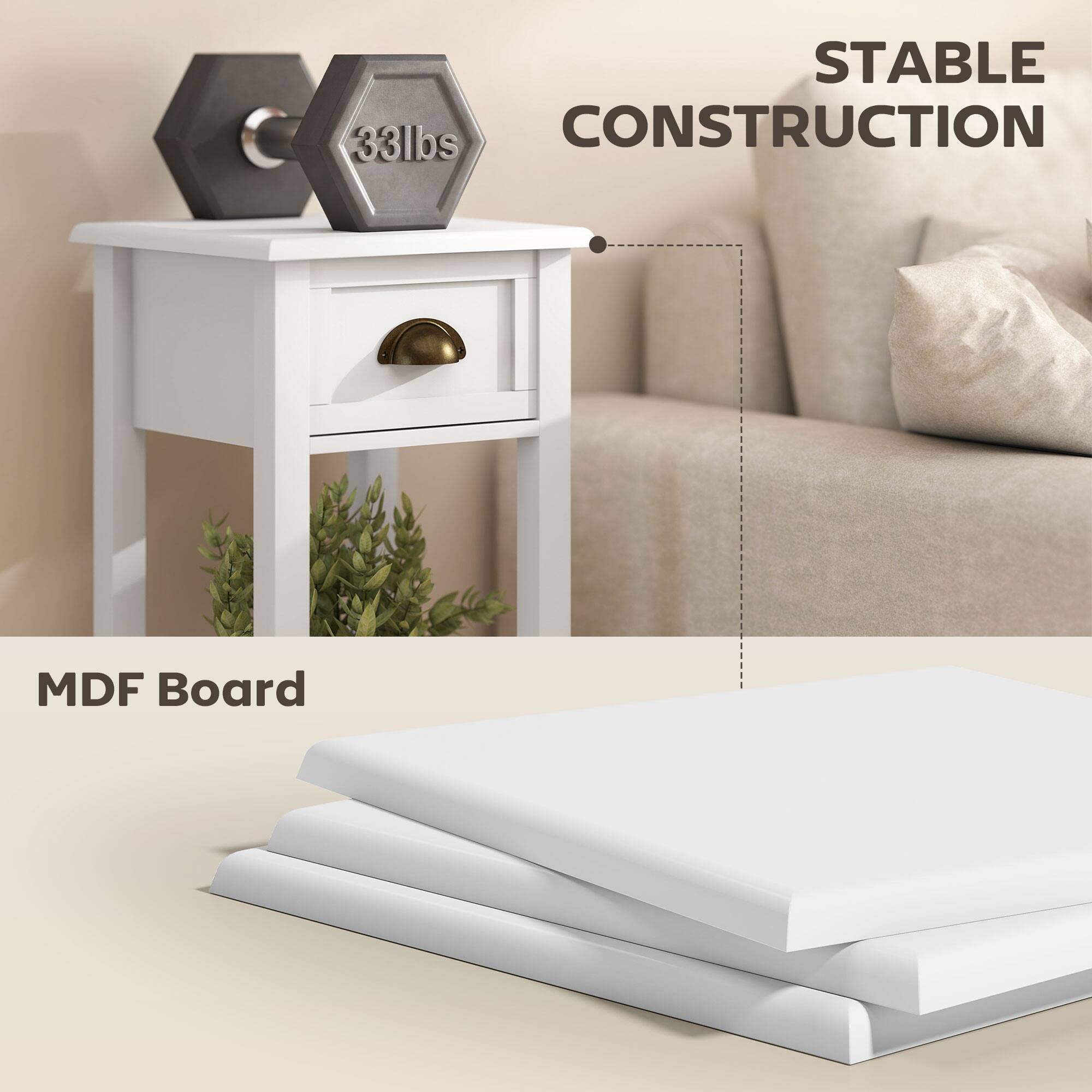 STABLE CONSTRUCTION  
33lbs  
MDF Board