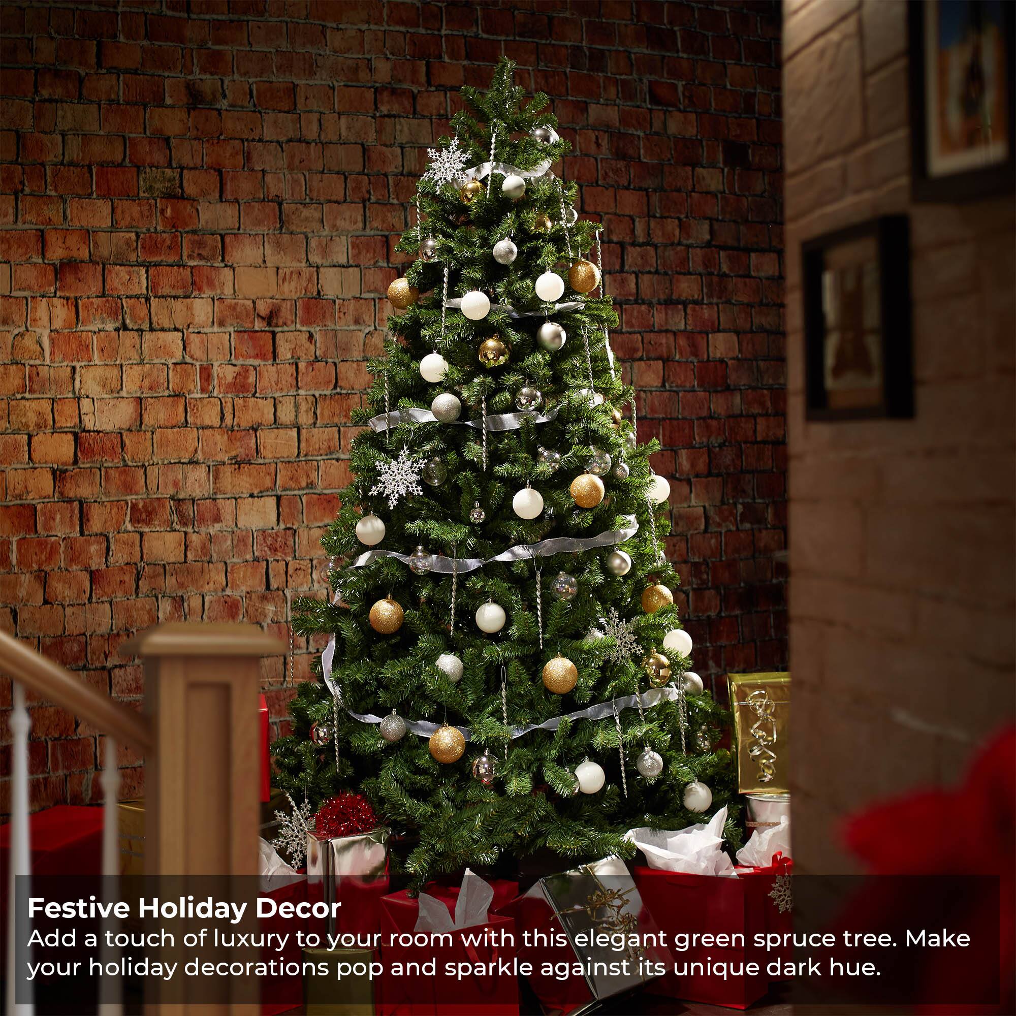 Festive Holiday Decor  
Add a touch of luxury to your room with this elegant green spruce tree. Make your holiday decorations pop and sparkle against its unique dark hue.