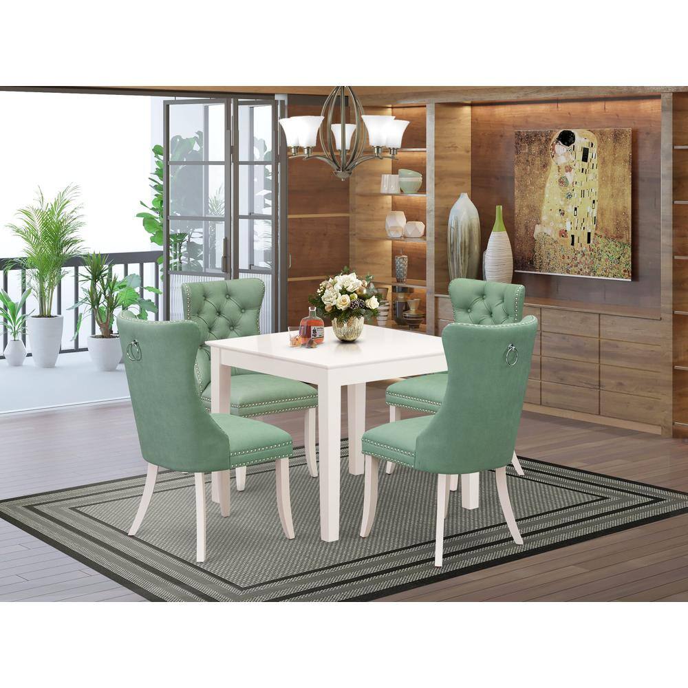 Alt View 2. East West Furniture - 5 Piece Kitchen Table Set Consists of a Square Dining Table - White.