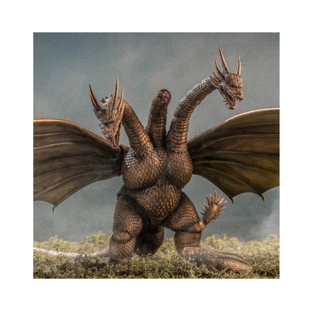 Left. Hiya - Hiya Toys EXQ Basic: King Ghidorah Battle Damaged Version 13-Inch Action Figure - Orange.