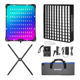 Neewer - 115W Flexible RGB LED Panel Light - APP/DMX Control with Softbox for Studio Photography & Streaming - Black