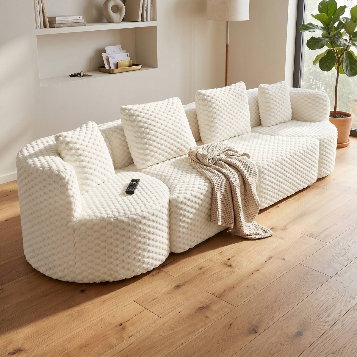Alt View 7. Ropilly - Ropilly Modular Sectional Sofa, White Upholstered Couch, Oversized 4 Seat Sofa for Living Room - White.
