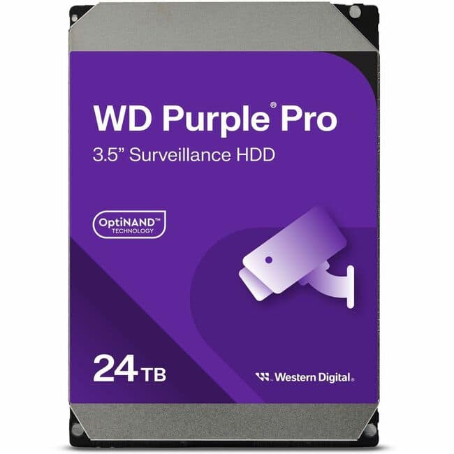 Western Digital - WD Purple Pro WD240PURP 24 TB Hard Drive - Conventional Magnetic Recording (CMR) Method - Server, Storage System, Camera