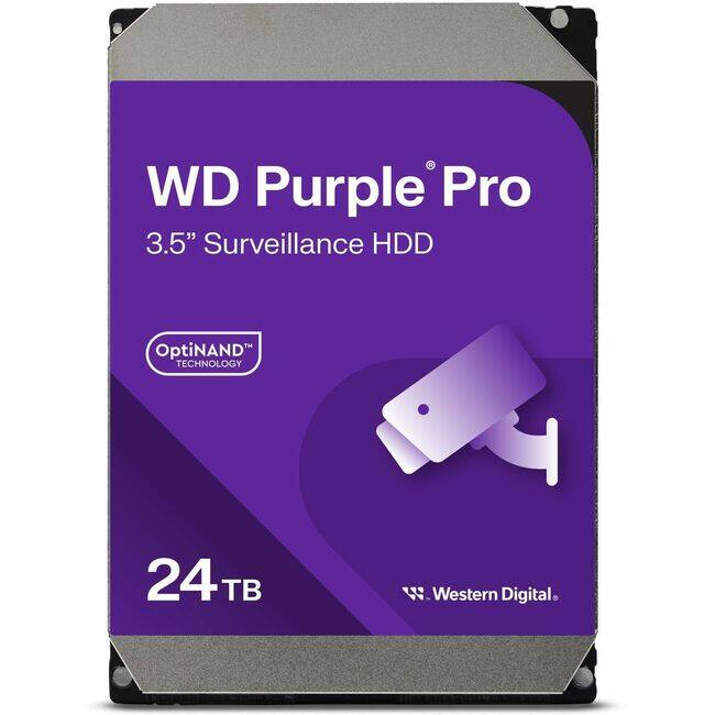 Western Digital - WD Purple Pro WD240PURP 24 TB Hard Drive - Conventional Magnetic Recording (CMR) Method - Server, Storage System, Camera