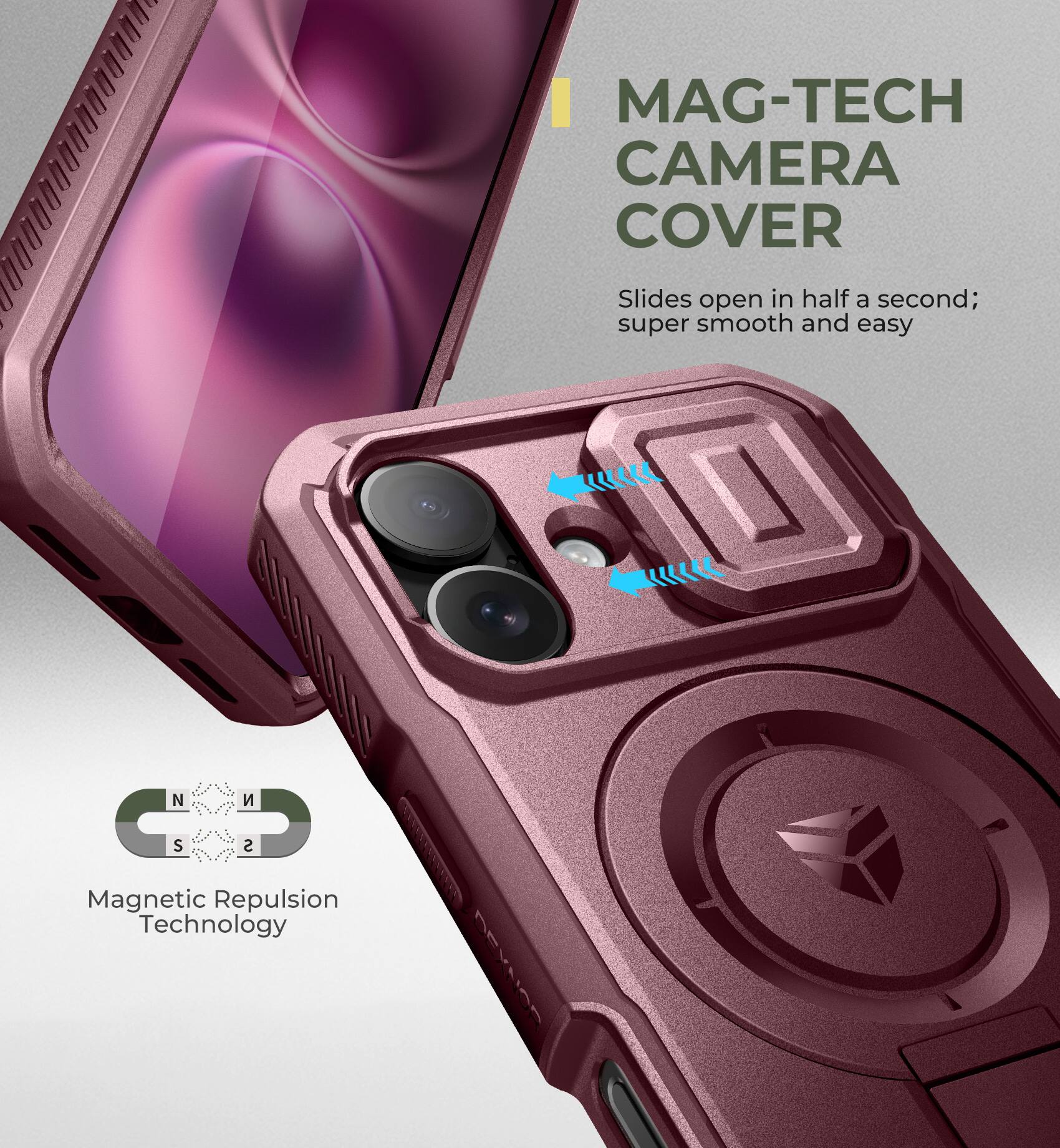 MAG-TECH CAMERA COVER Slides open in half a second; super smooth and easy | Magnetic Repulsion Technology