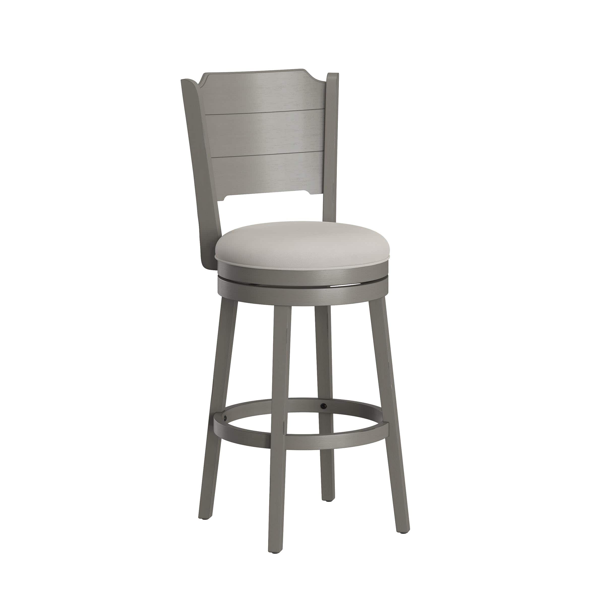 JETRANSPORT - Clarion Wood Swivel Bar Height Stool Distressed Gray 100% PolyesterTransitional bar-height stool with - Distressed Gray Bar Height