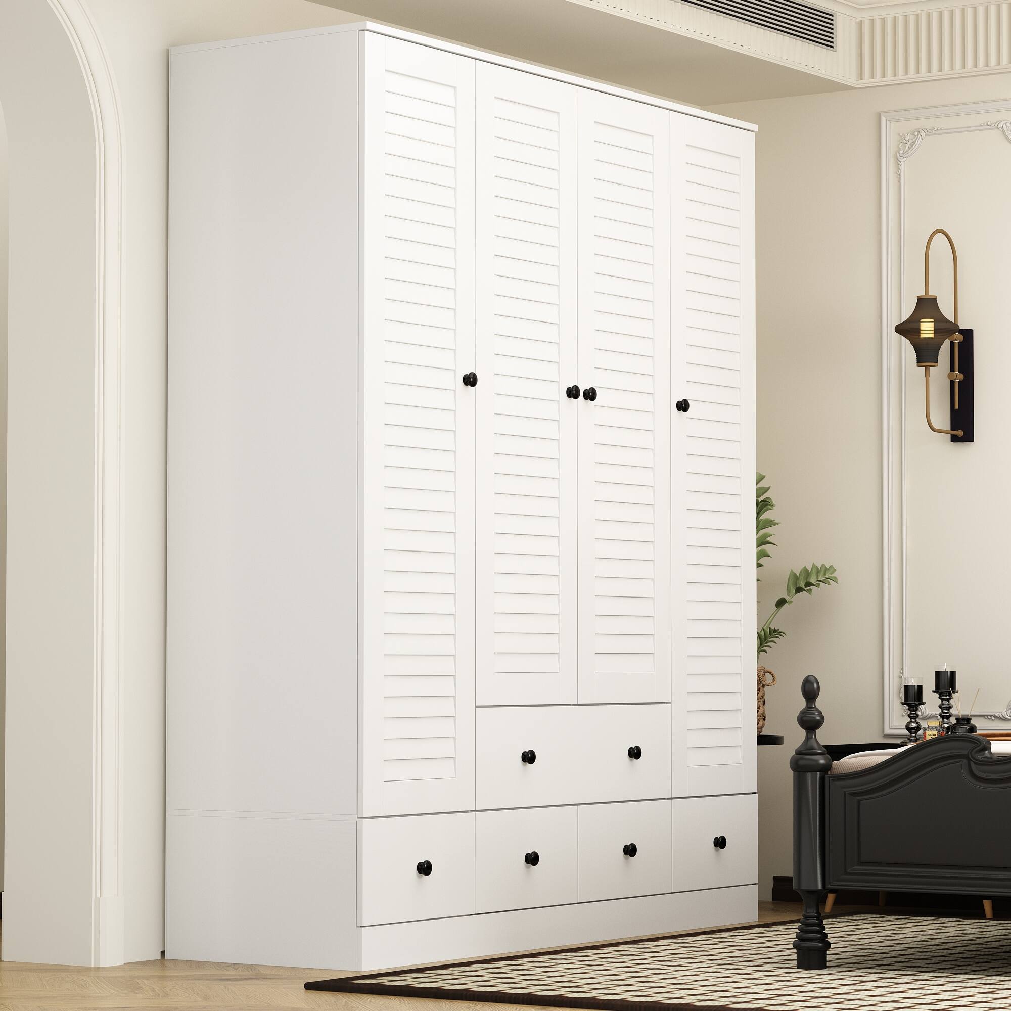 Alt View 4. FUFU & GAGA - FUFU&GAGA Shutter - Door Wardrobe: Organized Storage with Anti - Tip Safety & Classic Design - White.