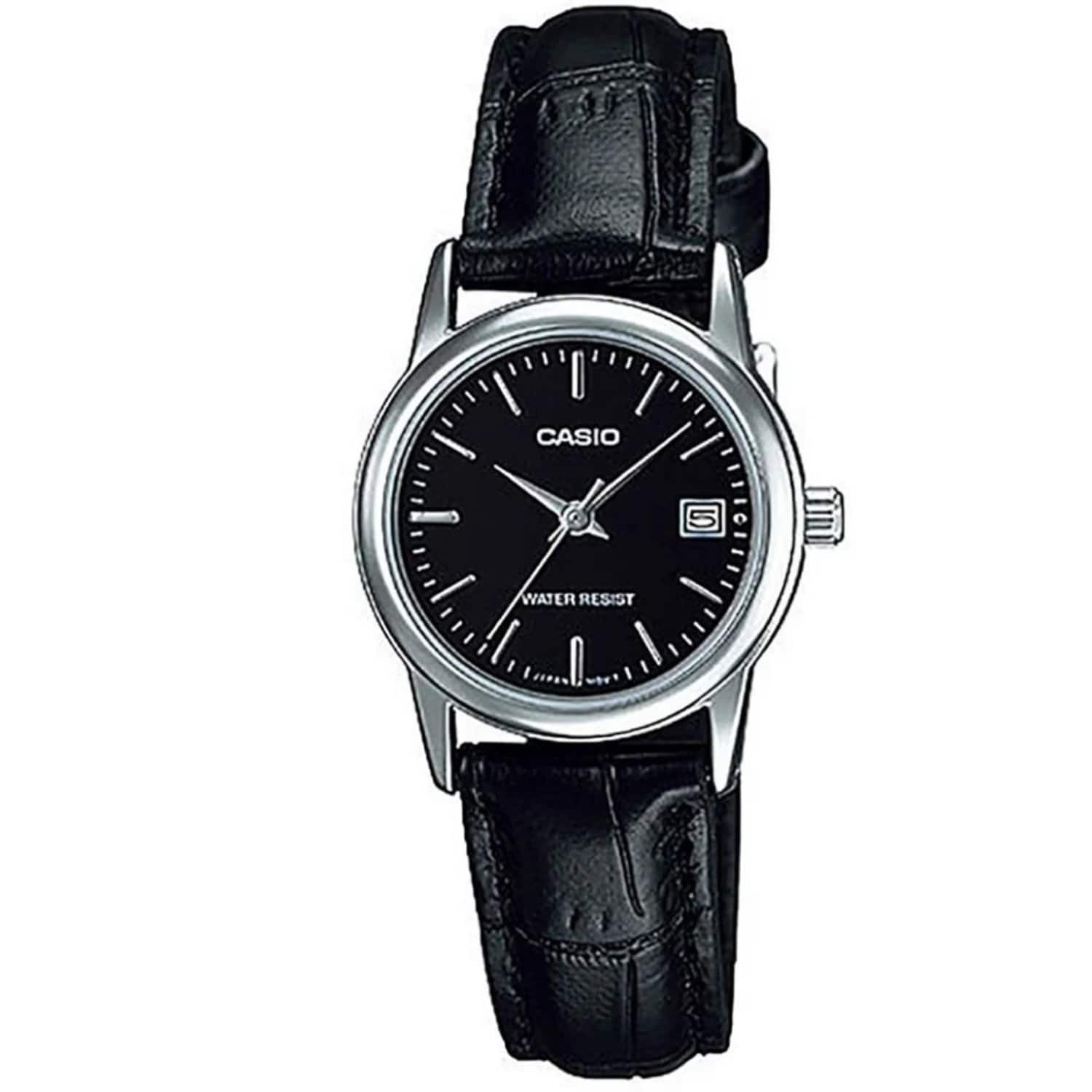 Casio - Women’s Leather Analog Watch with Dial - LTP-V002L-1AUDF - Black price history on PriceWatchPro