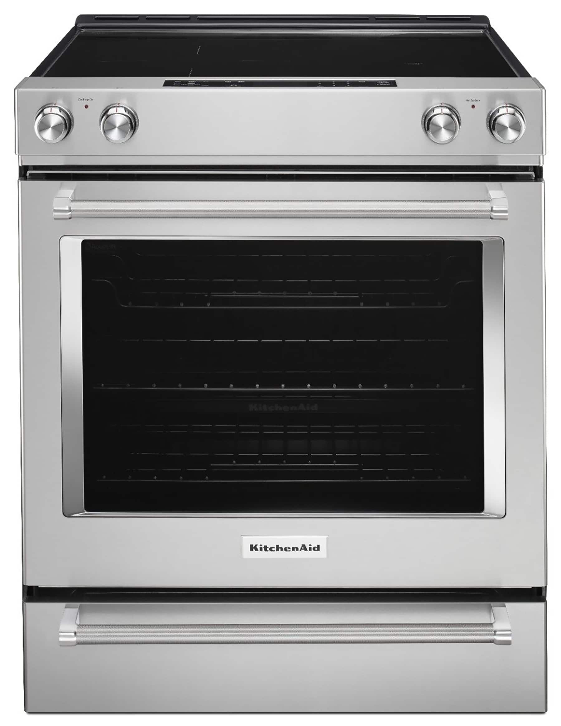 The text on the image reads "KitchenAid," indicating that the oven is made by the KitchenAid brand.