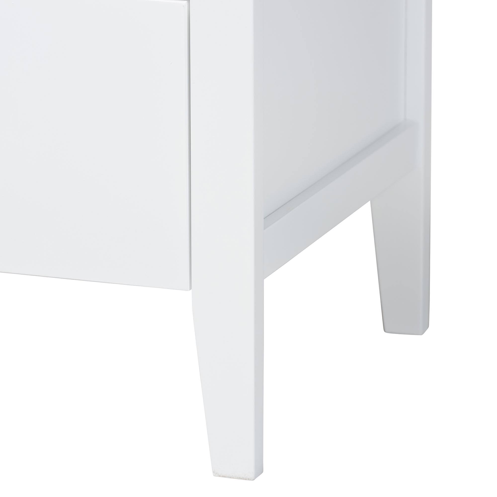 Alt View 2. Baxton Studio - Lara Twin 3-Piece Bedroom Set - Modern Wood Bed Frame with Matching Nightstands - White.
