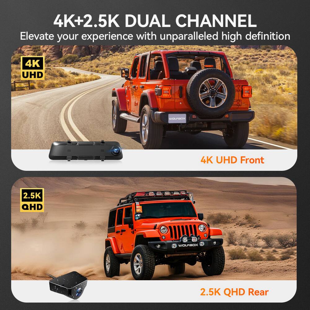 4K+2.5K DUAL CHANNEL  
Elevate your experience with unparalleled high definition  

4K UHD Front  
2.5K QHD Rear