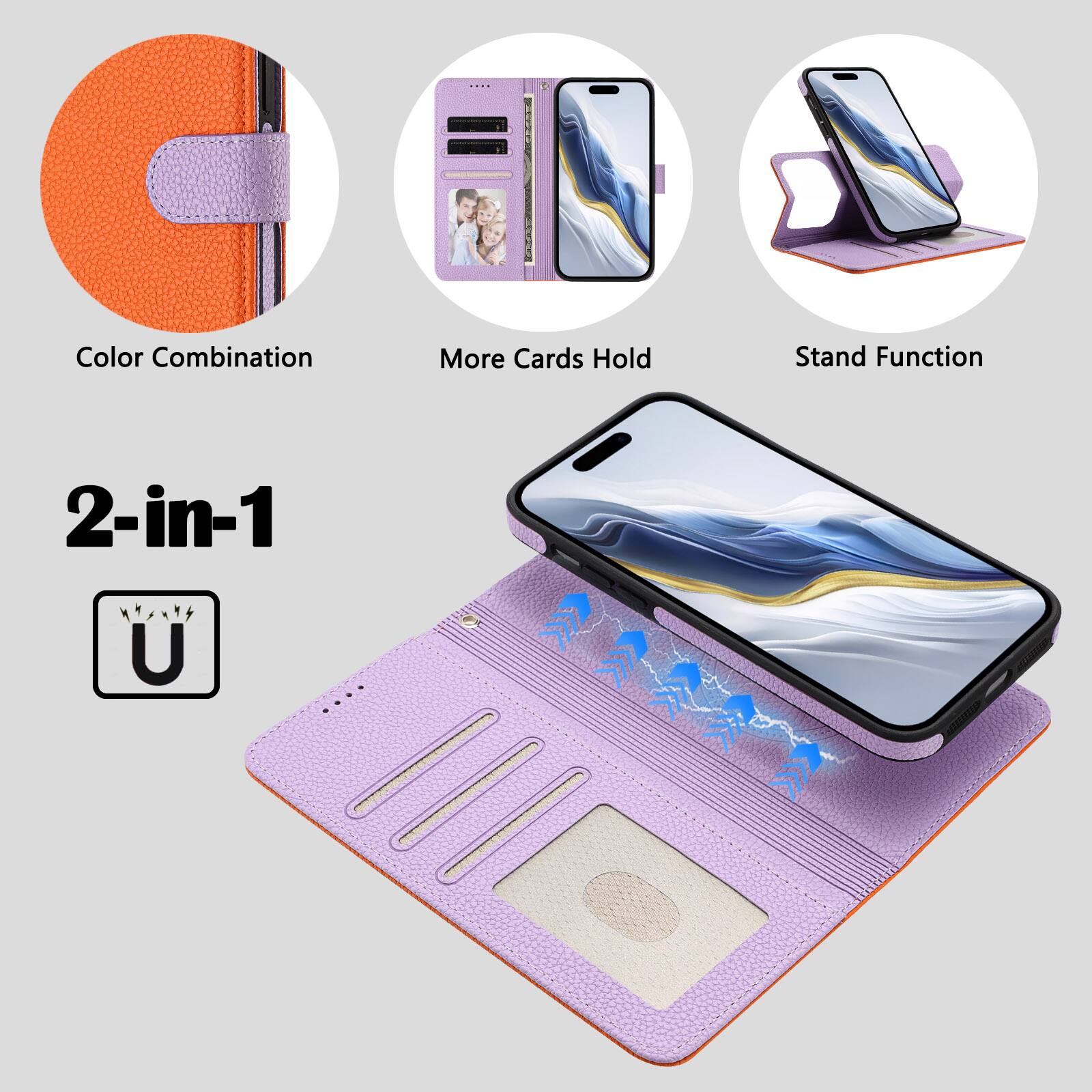 Color Combination  
More Cards Hold  
Stand Function  

2-in-1