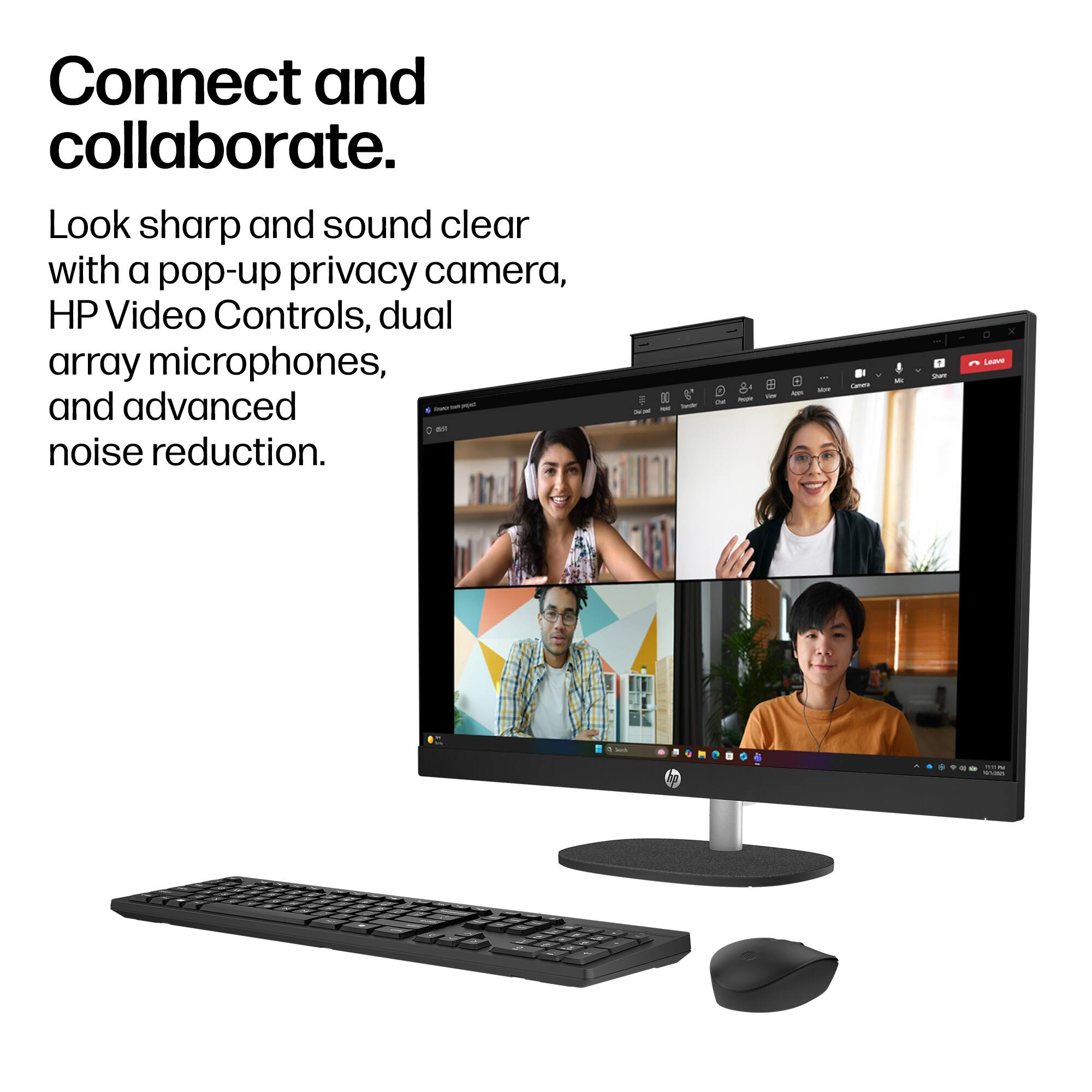 Connect and collaborate. Look sharp and sound clear with a pop-up privacy camera, HP Video Controls, dual array microphones, and advanced noise reduction.